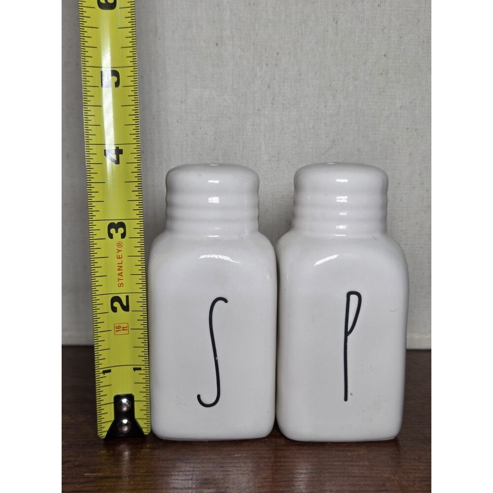 Modern Farmhouse Style Ceramic Salt and Pepper Shakers White Large Font S P - Picture 5 of 5